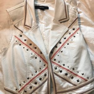 White leather studded vest!